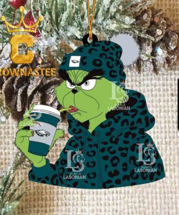 Philadelphia Eagles Grinch Leopard Christmas NFL Acrylic Christmas Tree Decoration Ornament