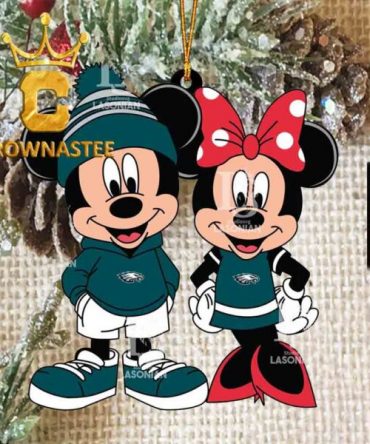 Philadelphia Eagles Mickey Minnie Mouse Cute Football NFL Acrylic Christmas Tree Decoration Ornament