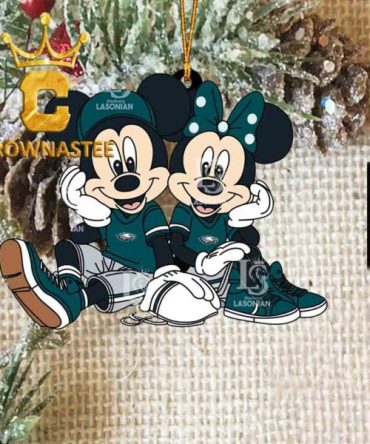 Philadelphia Eagles Mickey Minnie Mouse Football Sit NFL Acrylic Christmas Tree Decoration Ornament