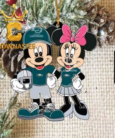 Philadelphia Eagles Mickey Minnie Mouse Helmet NFL Acrylic Christmas Tree Decoration Ornament