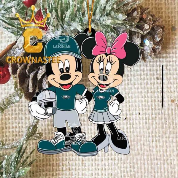 Philadelphia Eagles Mickey Minnie Mouse Helmet NFL Acrylic Christmas Tree Decoration Ornament