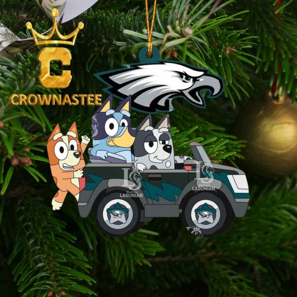 Philadelphia Eagles Bluey Friends Car Christmas Tree Decoration Ornament