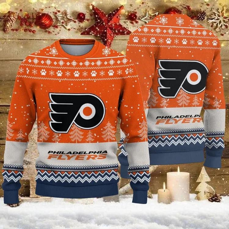 Philadelphia Flyers Big Logo Ugly Christmas Sweater, NHL Christmas Sweater
