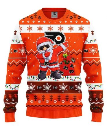 Philadelphia Flyers Dabbing Santa Claus Ugly Christmas Sweater, NHL Christmas Sweater