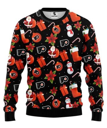 Philadelphia Flyers Santa Claus Snowman Ugly Christmas Sweater, NHL Christmas Sweater