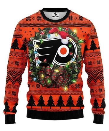 Philadelphia Flyers Santa Hat Ugly Christmas Sweater, NHL Christmas Sweater