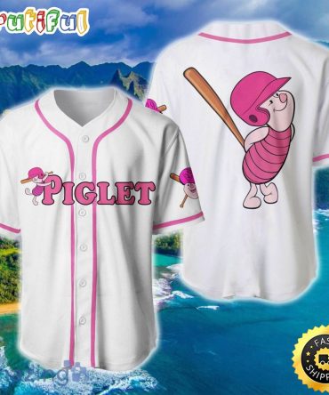Piglet Winnie The Pooh White Pink Disney Baseball Jersey
