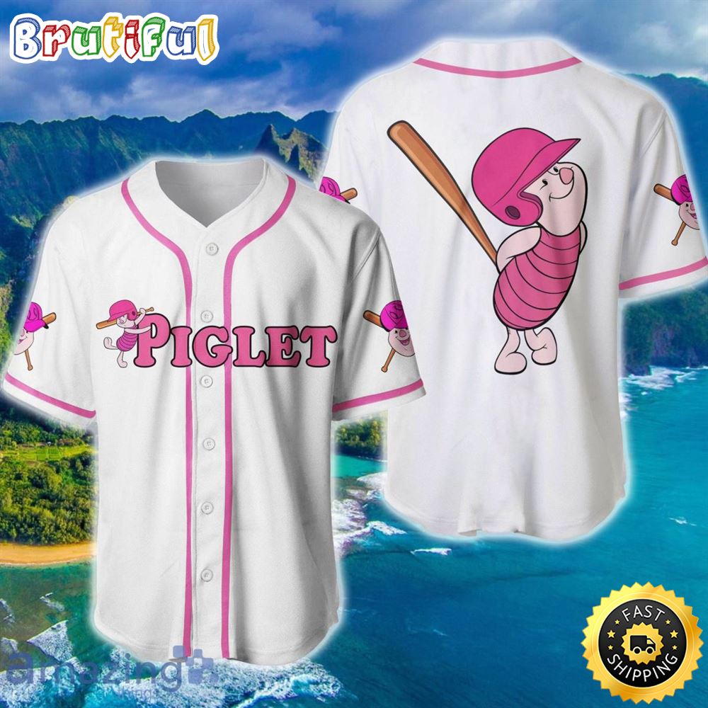 Piglet Winnie The Pooh White Pink Disney Baseball Jersey
