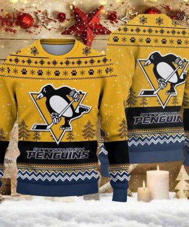 Pittsburgh Penguins Big Logo Ugly Christmas Sweater, NHL Christmas Sweater