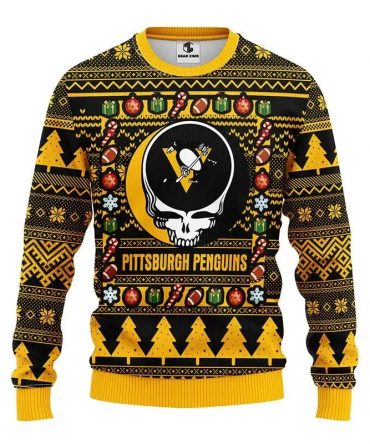 Pittsburgh Penguins Grateful Dead Ugly Christmas Sweater, NHL Christmas Sweater