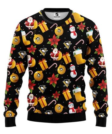 Pittsburgh Penguins Santa Claus Snowman Ugly Christmas Sweater, NHL Christmas Sweater