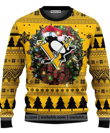 Pittsburgh Penguins Santa Hat Ugly Christmas Sweater, NHL Christmas Sweater