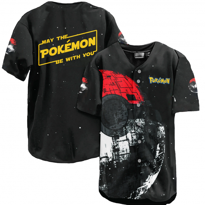 Catch 'Em All: Star Wars-Inspired Pokémon Baseball Jersey – Unique Galaxy Design