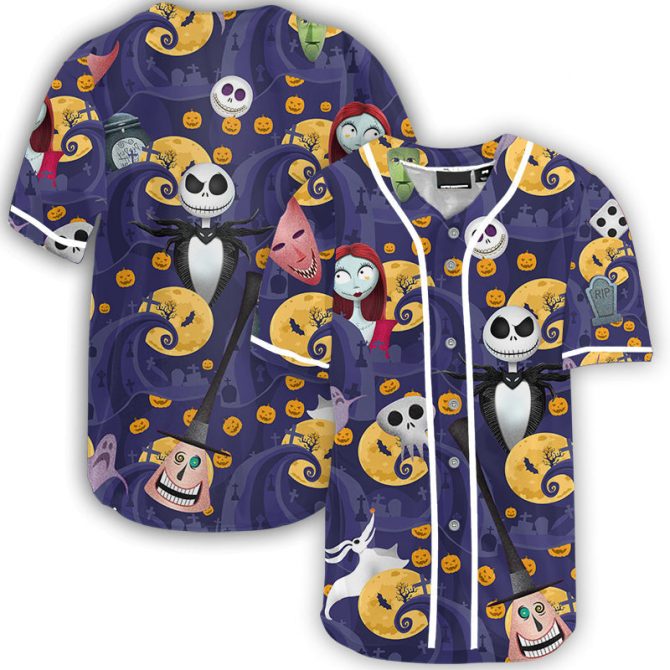 Spooky Halloween Baseball Jersey – Unique Nightmare Print, Unisex, Comfortable, Perfect For Fans & Parties!
