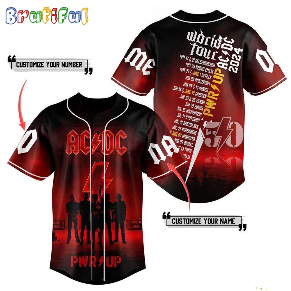 Pwr Up World Tour 2024 Acdc Baseball Shirt