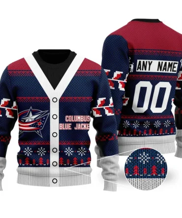 NHL Columbus Blue Jackets | Personalized Name &amp; Number Unisex Sweater For Christmas Season