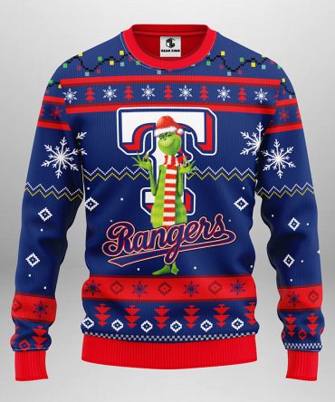 Texas Rangers Funny Grinch Ugly Christmas Sweater