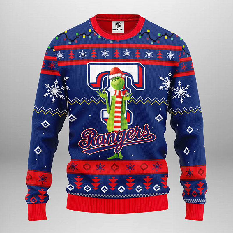 Texas Rangers Funny Grinch Ugly Christmas Sweater