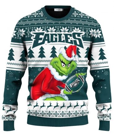 Philadelphia Eagles Grinch Ugly Christmas Sweater, Grinch Sweater Adults