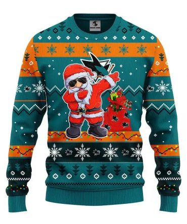 San Jose Sharks Dabbing Santa Claus Ugly Christmas Sweater, NHL Christmas Sweater