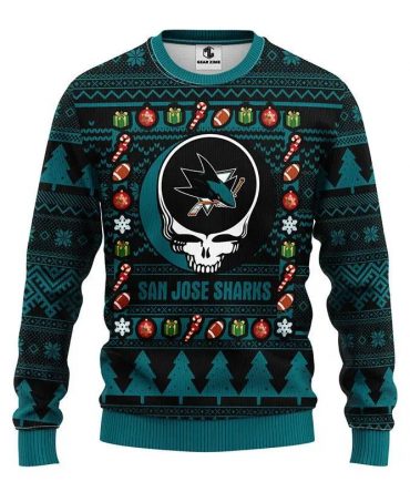 San Jose Sharks Grateful Dead Ugly Christmas Sweater, NHL Christmas Sweater