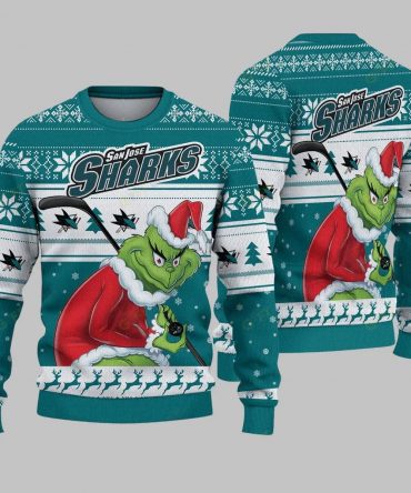 San Jose Sharks Grinch Stolen Ugly Christmas Sweater, NHL Christmas Sweater