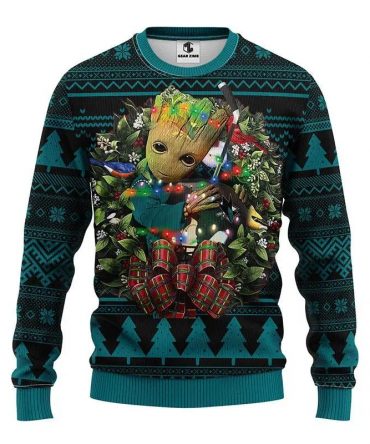 San Jose Sharks Groot Hug Ugly Christmas Sweater, NHL Christmas Sweater