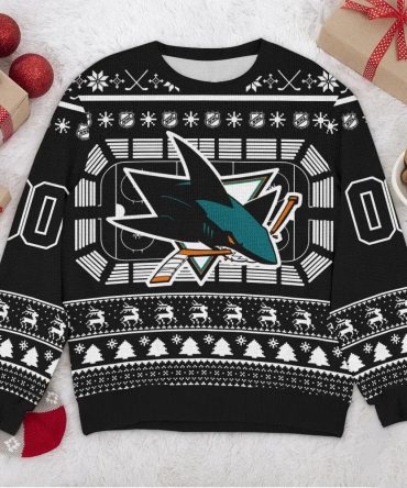San Jose Sharks NHL Custom Ugly Christmas Sweater, NHL Christmas Sweater
