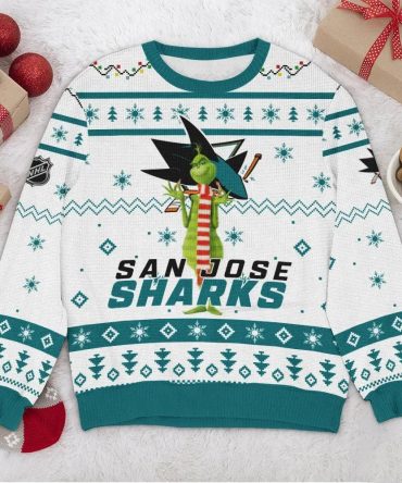 San Jose Sharks NHL Grinch Ugly Christmas Sweater, NHL Christmas Sweater
