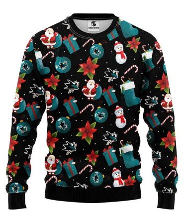 San Jose Sharks Santa Claus Snowman Ugly Christmas Sweater, NHL Christmas Sweater