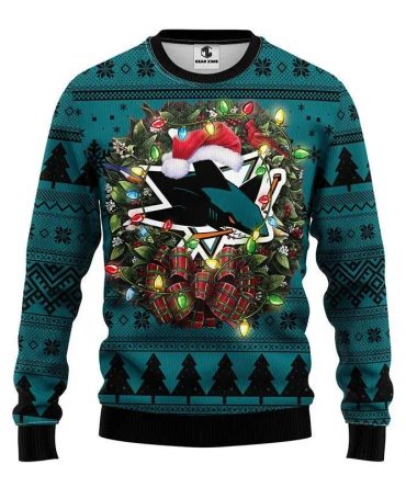 San Jose Sharks Santa Hat Ugly Christmas Sweater, NHL Christmas Sweater