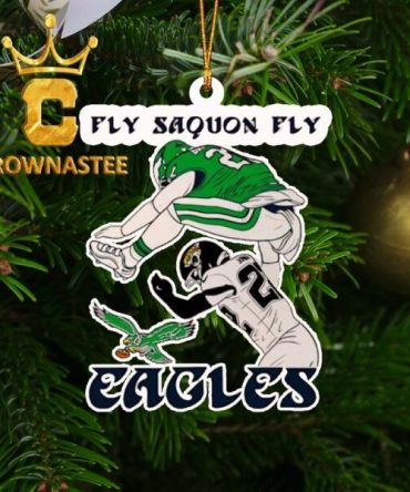 Saquon Barkley Reverse Hurdle NFL Fly Saquon Fly Acrylic Christmas Tree Decor Ornament