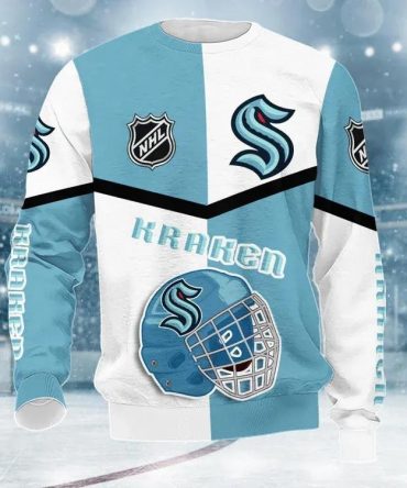 Seattle Kraken Big Logo Ugly Christmas Sweater, NHL Christmas Sweater