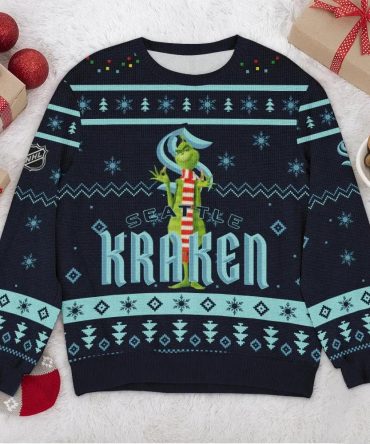 Seattle Kraken NHL Grinch Ugly Christmas Sweater, NHL Christmas Sweater