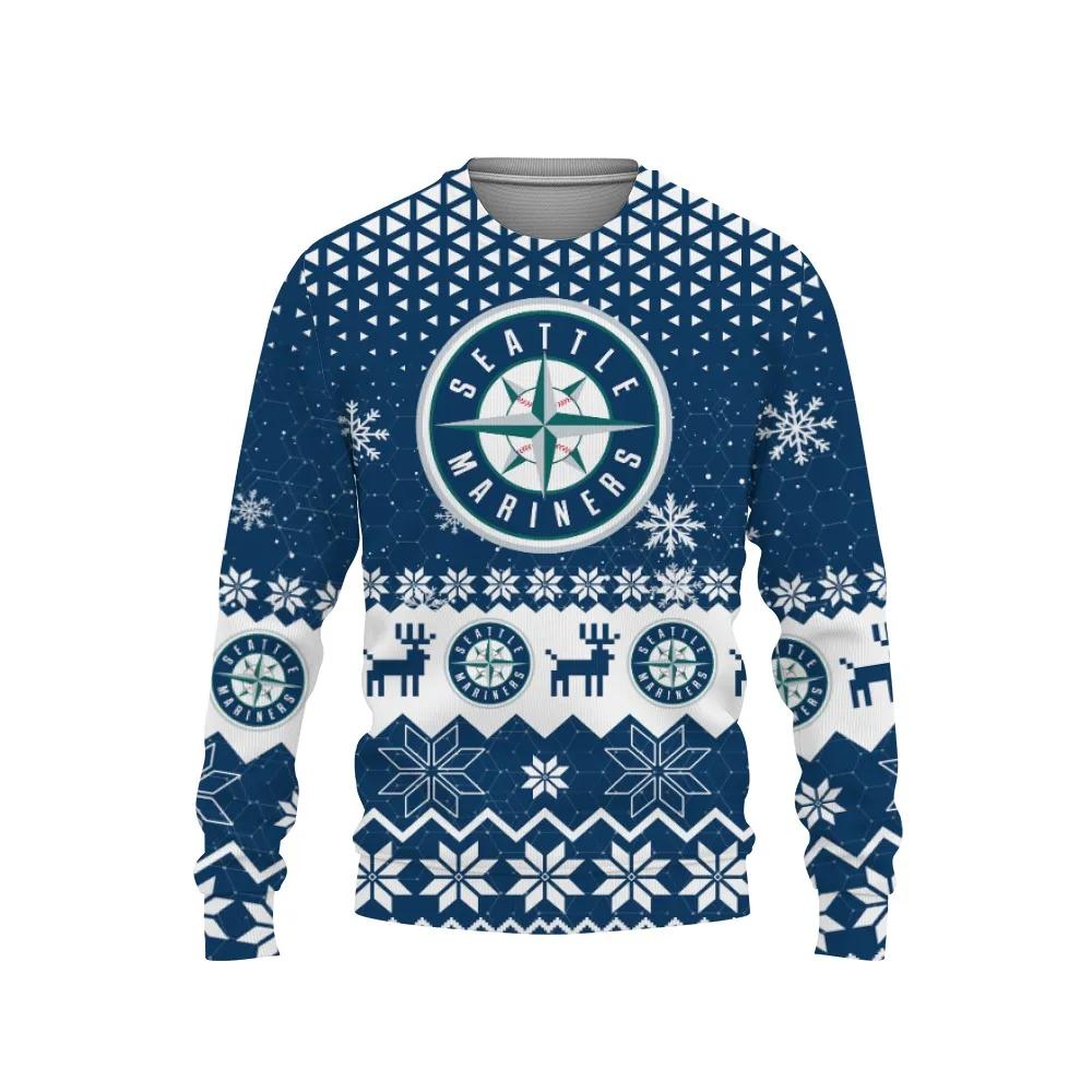 Seattle Mariners Big Logo Ugly Christmas Sweater, MLB Christmas Sweater