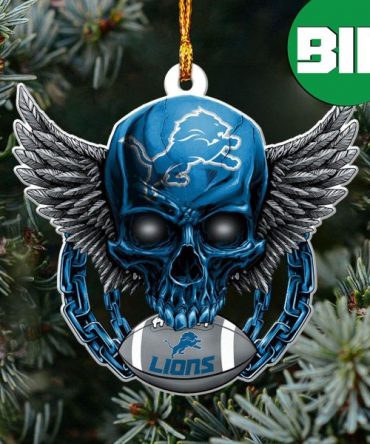 Skull Christmas Tree Decorations Xmas Gift For NFL Detroit Lions Fans Best Unique Ornament