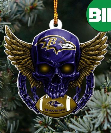 Skull x NFL Baltimore Ravens Xmas Gift Tree Decorations Best Unique Custom Name Ornament