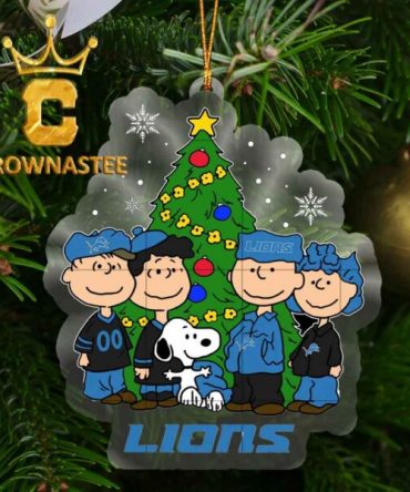 Detroit Lions Snoopy The Peanuts Family Christmas Acrylic Christmas Tree Decoration Ornament