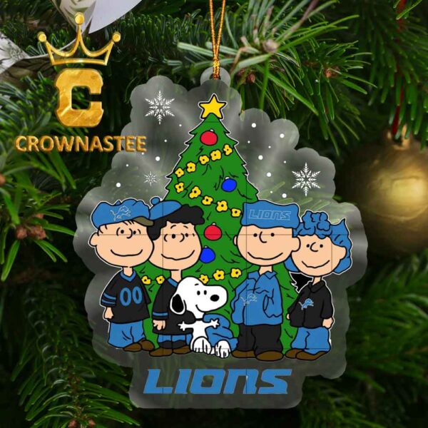 Detroit Lions Snoopy The Peanuts Family Christmas Acrylic Christmas Tree Decoration Ornament