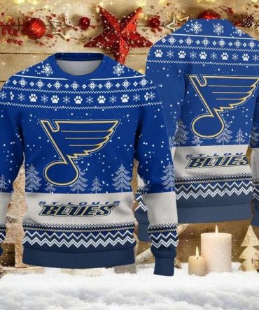 St Louis Blues Big Logo Ugly Christmas Sweater, NHL Christmas Sweater