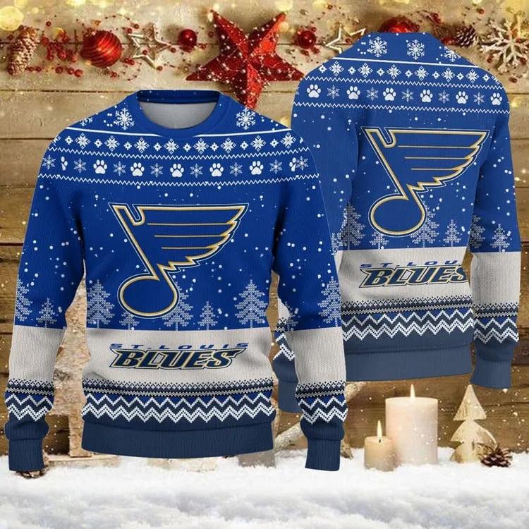 St Louis Blues Big Logo Ugly Christmas Sweater, NHL Christmas Sweater