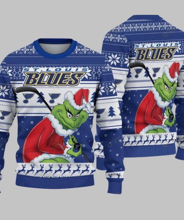 St. Louis Blues Grinch Stolen Ugly Christmas Sweater, NHL Christmas Sweater