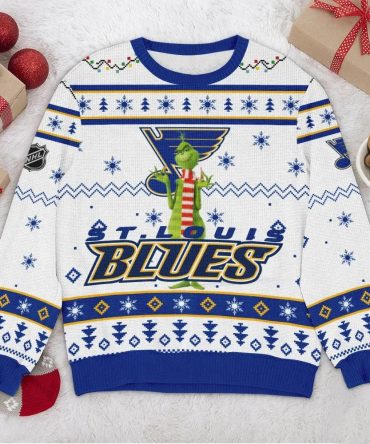 St. Louis Blues NHL Grinch Ugly Christmas Sweater, NHL Christmas Sweater