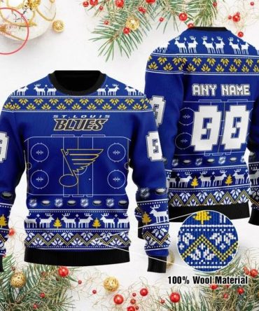St. Louis Blues Personalized Ugly Christmas Sweater, NHL Christmas Sweater