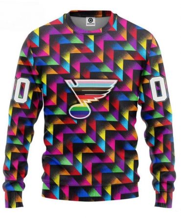 St. Louis Blues Pride Custom Number Ugly Christmas Sweater, NHL Christmas Sweater