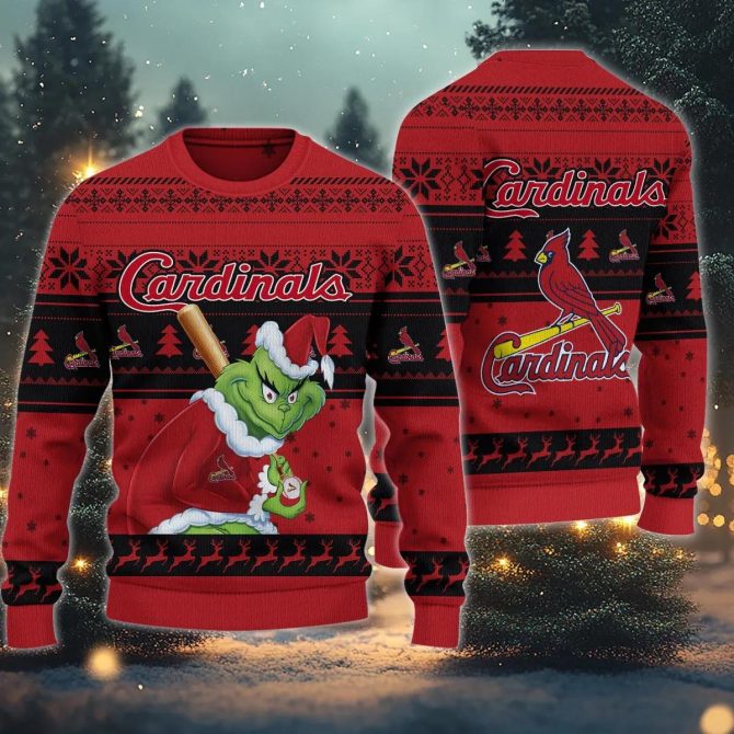 St. Louis Cardinals Grinch Stolen Ugly Christmas Sweater, MLB Christmas Sweater