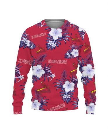 St. Louis Cardinals Tropical Hawaii Ugly Christmas Sweater, MLB Christmas Sweater