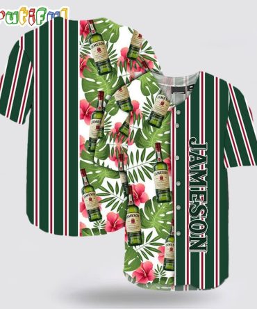 Striped Tropical Hawaii Jameson Whiskey Baseball Jersey