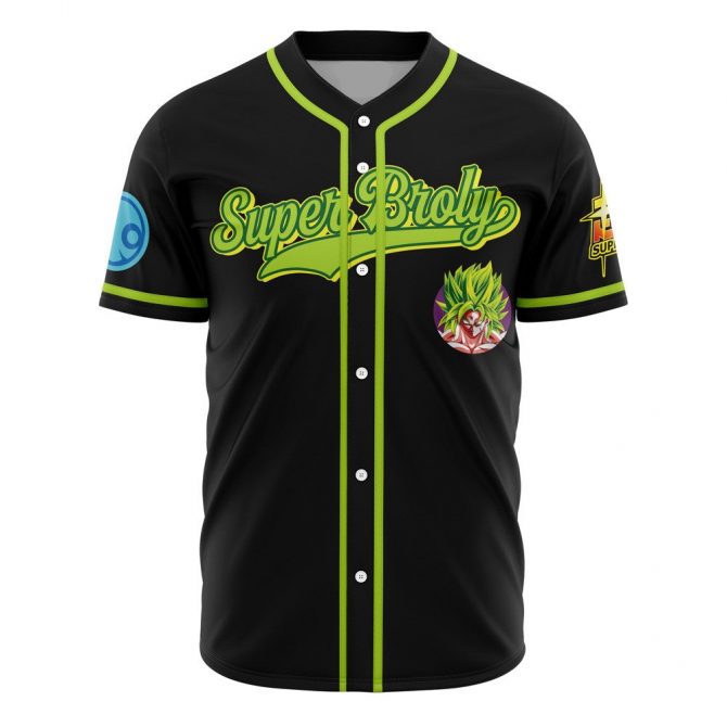 Super Broly Baseball Jersey - Anime Fan Apparel, Black & Green Design