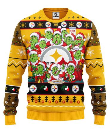 Pittsburgh Steelers 12 Grinch Xmas Day Ugly Christmas Sweater